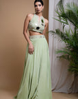 Pastel Pistachio Green Indo Skirt Set (Set Of 2)