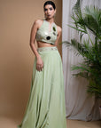 Pastel Pistachio Green Indo Skirt Set (Set Of 2)