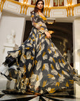 Black Abstract Lehenga Set (Set Of 3)