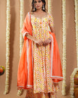 Off White Multicolor Printed Anarkali Set (Set Of 3)