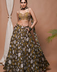 Forest Digital Print Lehenga Set (Set Of 3)