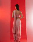 Blush Pink Printed Saree with Elegant Blouse