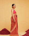 Traditional Red Georgette Bandhani Banarasee Saree