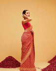 Traditional Red Georgette Bandhani Banarasee Saree