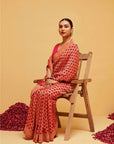 Traditional Red Georgette Bandhani Banarasee Saree