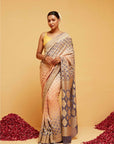 Lavender and Peach Georgette Bandhani Banarasee Saree