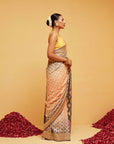 Lavender and Peach Georgette Bandhani Banarasee Saree