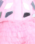 Net Tulle Dress with Acrylic Handwork On Umpire