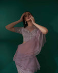 Pre Drape Skirt Saree With Tube Details In Floral and Geometrical