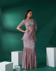 Pre Drape Skirt Saree With Tube Details In Floral and Geometrical