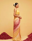 Traditional Yellow and Magenta Georgette Banarasi Bandhani Saree