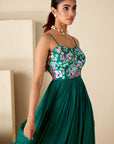 Ruflle Drape Skirt Set with Crop Top