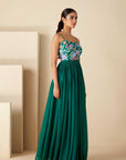 Ruflle Drape Skirt Set with Crop Top