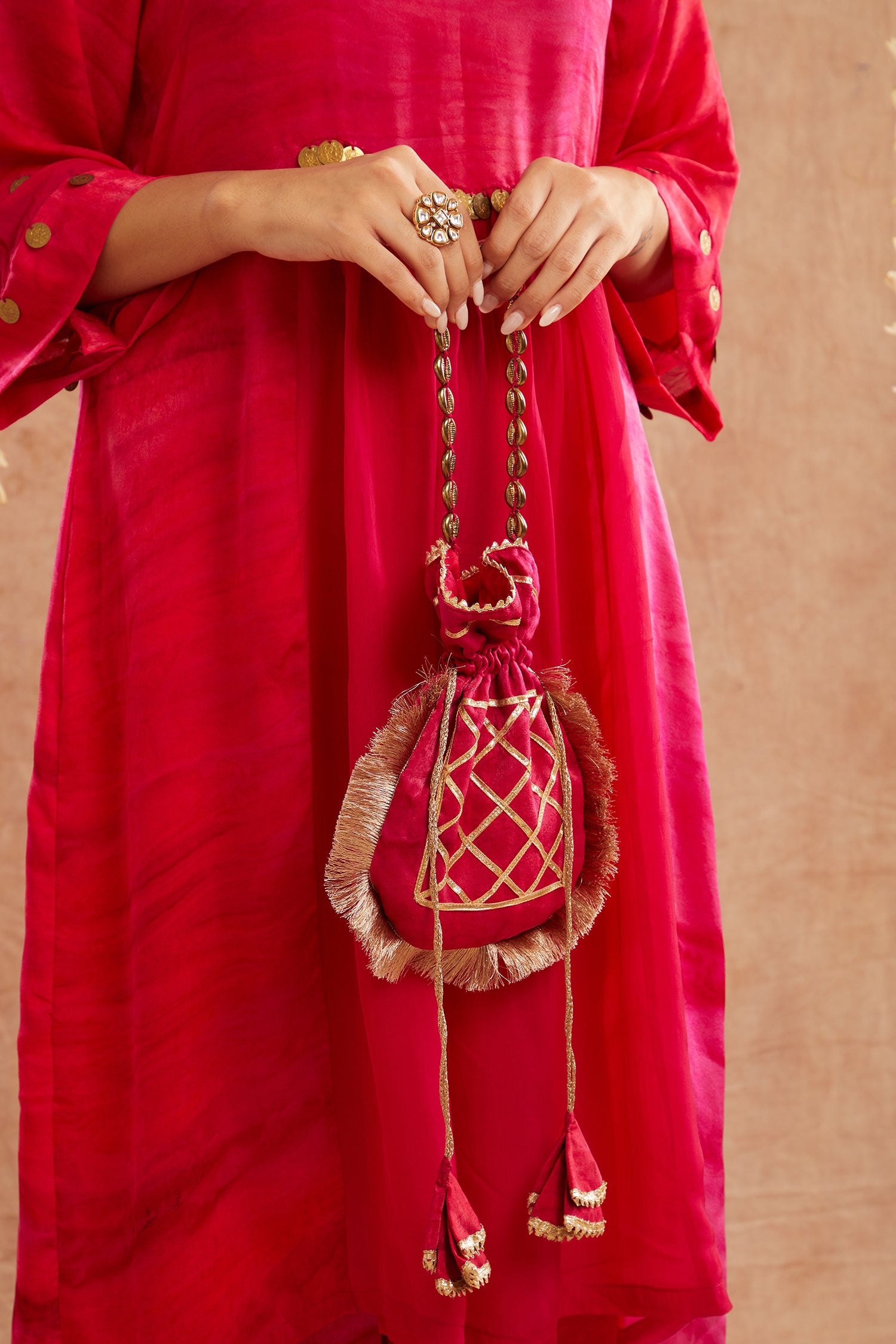 Gulmeher Kurta Set With Pant And Potli Bag - Set Of 3