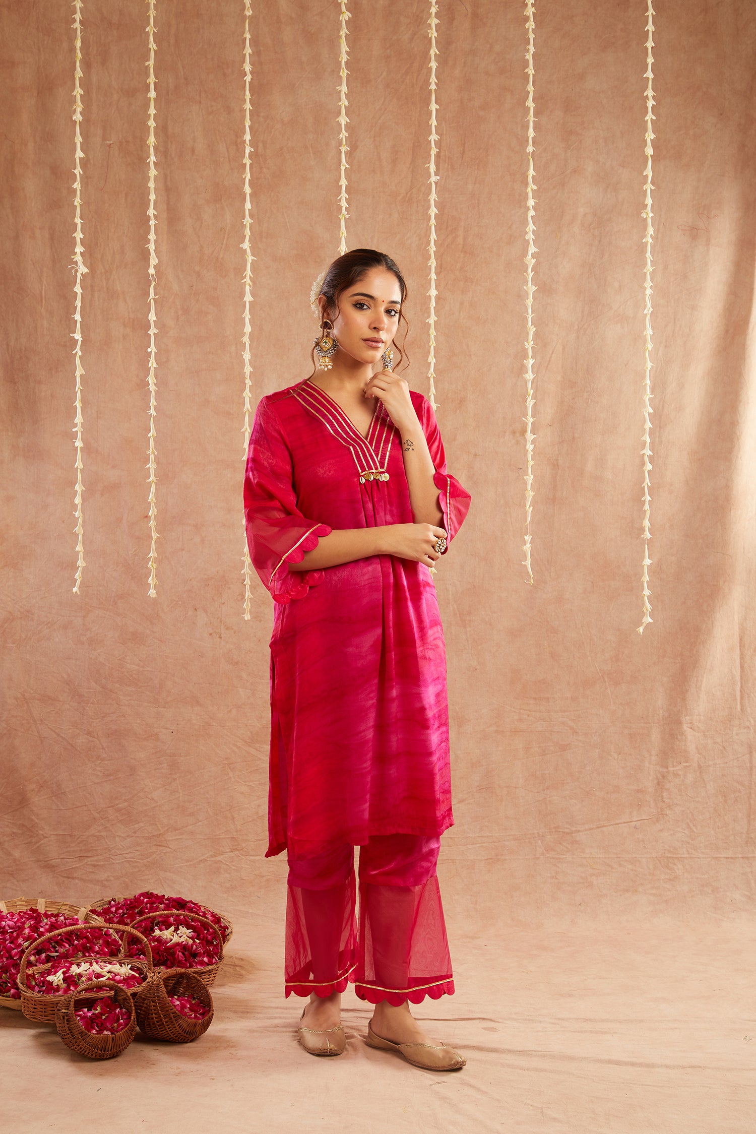 Gulbahar Suit Set With Pants And Potli Bag - Set Of 4