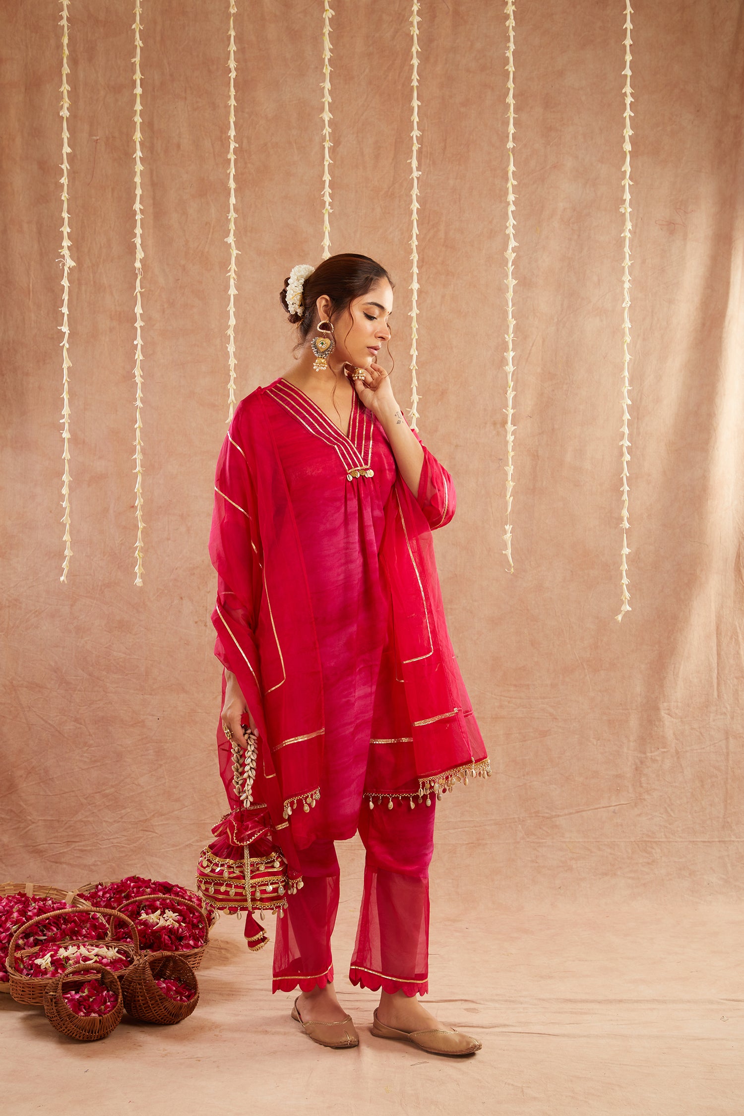 Gulbahar Suit Set With Pants And Potli Bag - Set Of 4