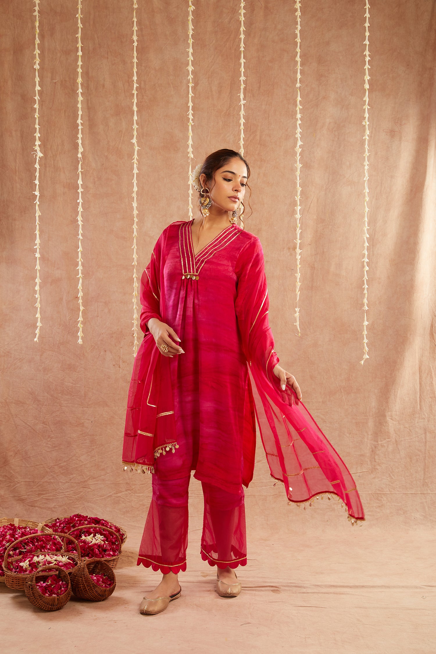 Gulbahar Suit Set With Pants And Potli Bag - Set Of 4