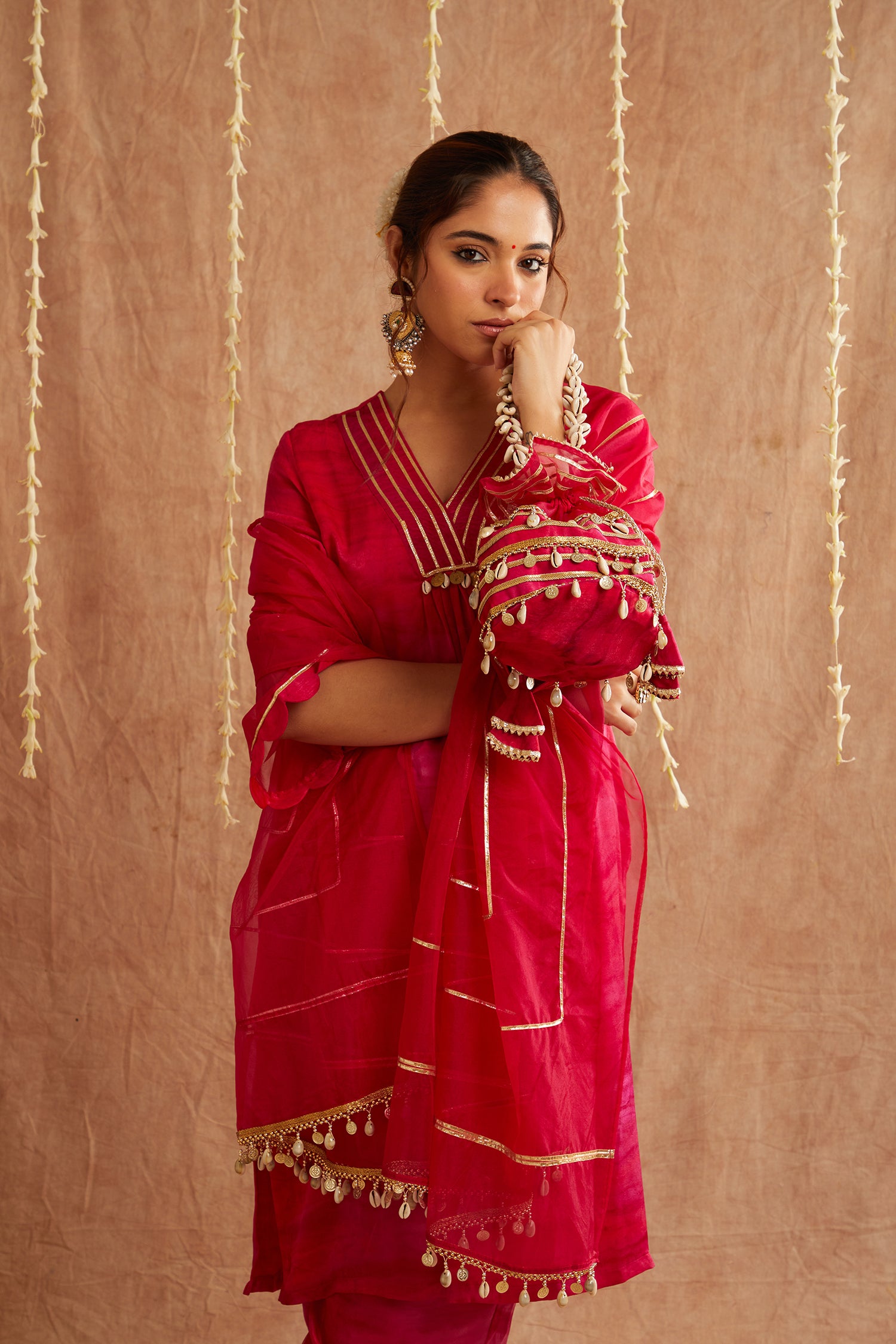 Gulbahar Suit Set With Pants And Potli Bag - Set Of 4