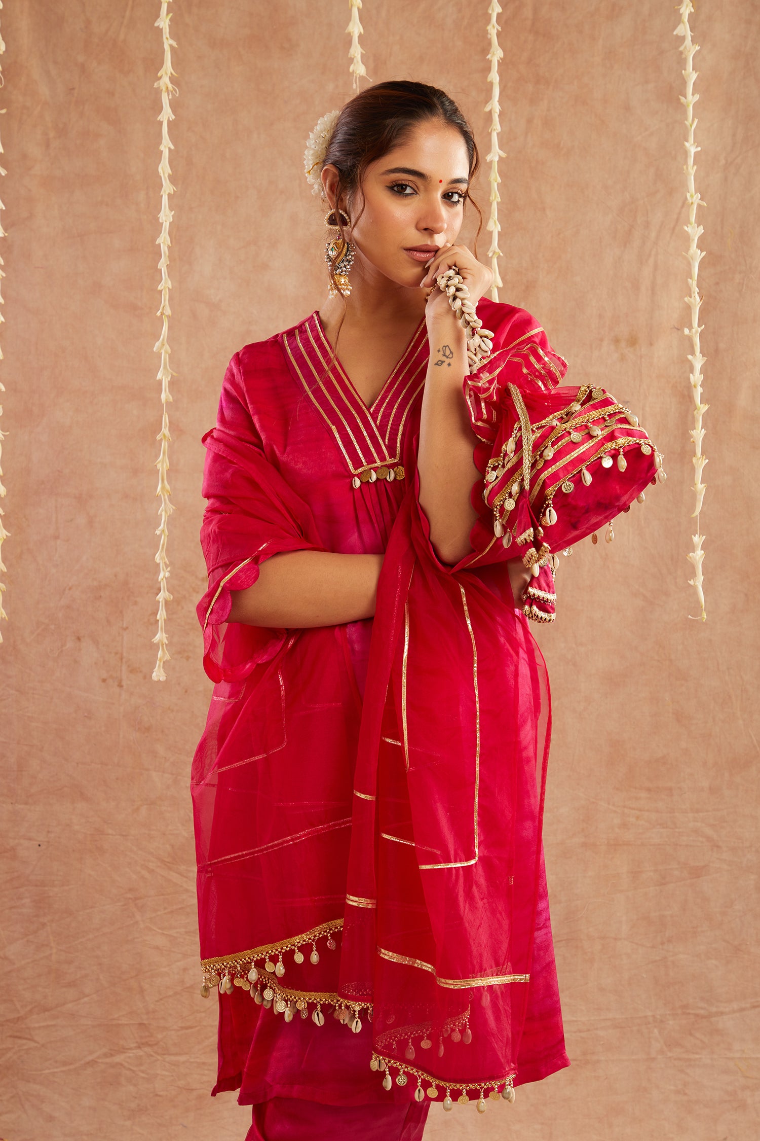 Gulbahar Suit Set With Pants And Potli Bag - Set Of 4