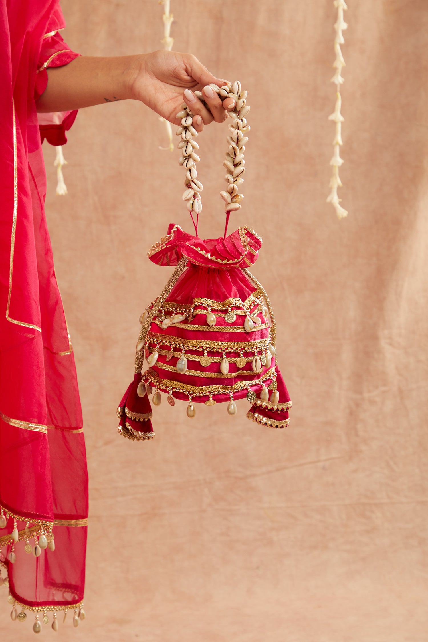 Gulbahar Suit Set With Pants And Potli Bag - Set Of 4