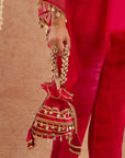 Rani Organza Kaftan Set With Pants And Potli Bag - Set Of 3