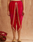 Roshan Gulab Kaftan Set With Tulip Pants And Potli Bag - Set Of 3