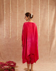 Roshan Gulab Kaftan Set With Tulip Pants And Potli Bag - Set Of 3