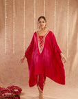 Roshan Gulab Kaftan Set With Tulip Pants And Potli Bag - Set Of 3