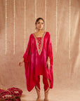 Roshan Gulab Kaftan Set With Tulip Pants And Potli Bag - Set Of 3