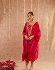 Roshan Gulab Kaftan Set With Tulip Pants And Potli Bag - Set Of 3