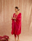 Roshan Gulab Kaftan Set With Tulip Pants And Potli Bag - Set Of 3