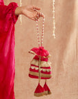 Roshan Gulab Kaftan Set With Tulip Pants And Potli Bag - Set Of 3