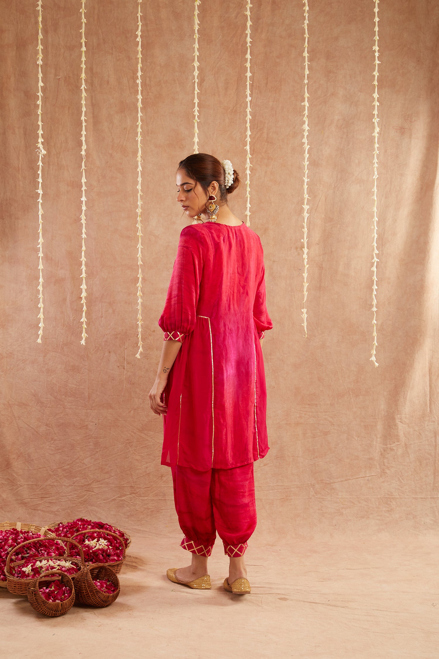 Noor-E-Gul Kurta Set With Dhoti Pants And Potli Bag - Set Of 3