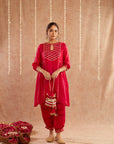 Noor-E-Gul Suit Set With Dhoti Pants And Potli Bag - Set Of 4