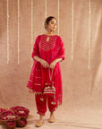 Noor-E-Gul Suit Set With Dhoti Pants And Potli Bag - Set Of 4