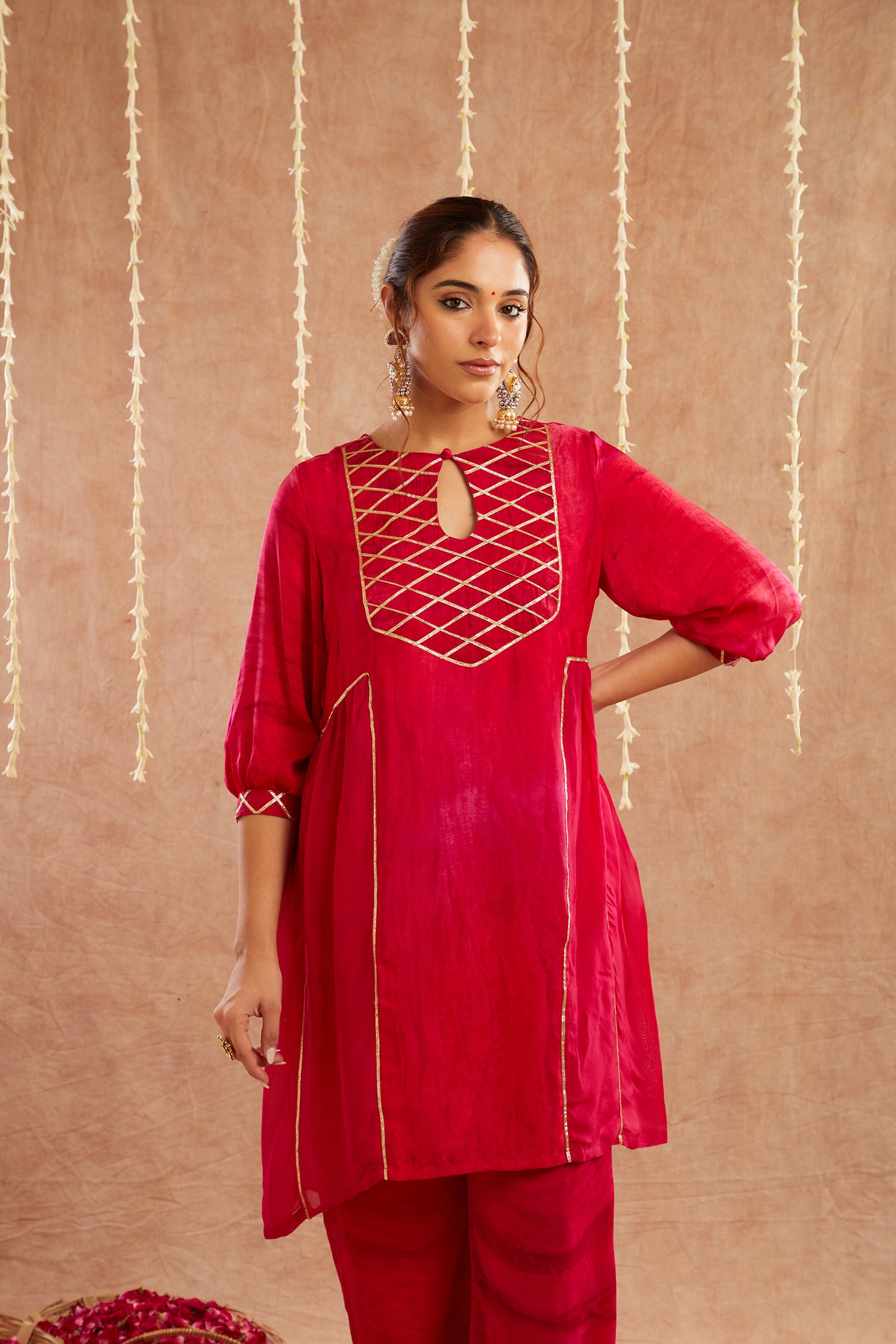 Noor-E-Gul Suit Set With Dhoti Pants And Potli Bag - Set Of 4