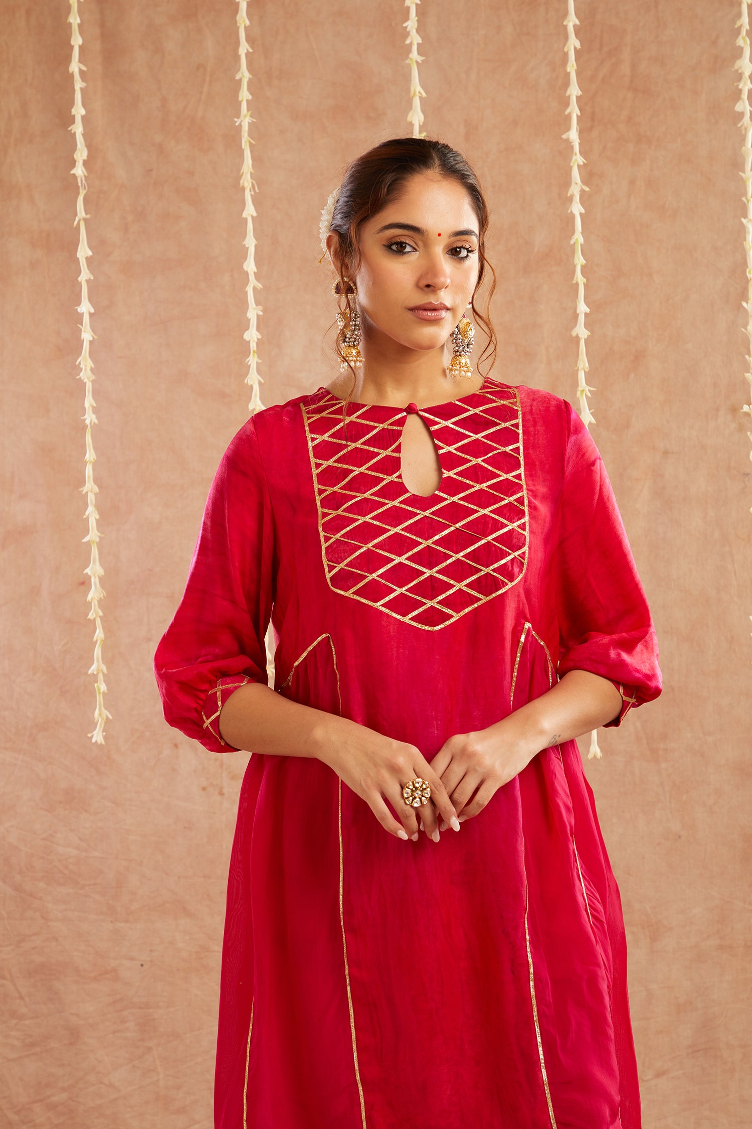 Noor-E-Gul Kurta Set With Dhoti Pants And Potli Bag - Set Of 3