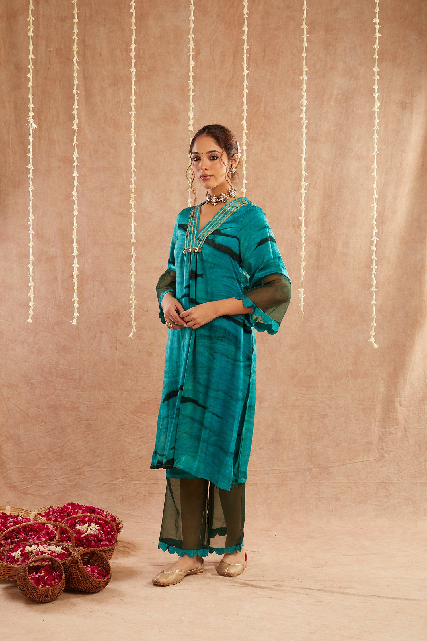 Jashn-E-Phirozi Suit Set With Pants And Potli Bag - Set Of 3