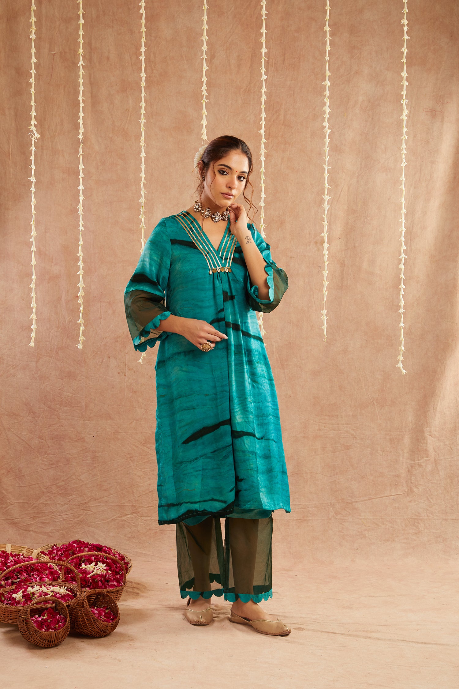 Jashn-E-Phirozi Suit Set With Pants And Potli Bag - Set Of 3