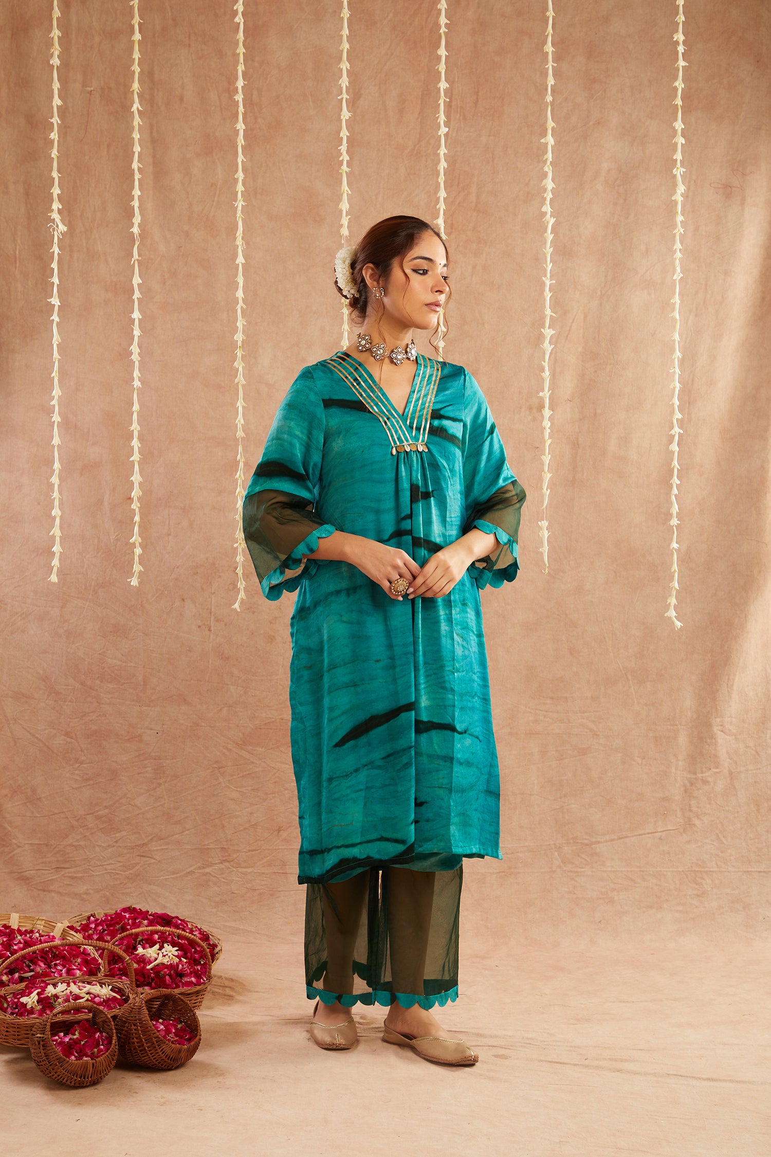 Jashn-E-Phirozi Suit Set With Pants And Potli Bag - Set Of 3