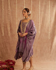 Jamuni Jalwa Kaftan Set With Tulip Pants And Potli Bag - Set Of 3