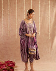 Jamuni Jalwa Kaftan Set With Tulip Pants And Potli Bag - Set Of 3