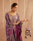 Jamuni Jalwa Kaftan Set With Tulip Pants And Potli Bag - Set Of 3