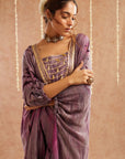 Jamuni Jalwa Kaftan Set With Tulip Pants And Potli Bag - Set Of 3