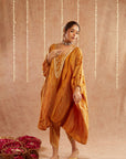 Genda Kaftan Set With Tulip Pants And Potli Bag - Set Of 3