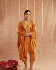 Genda Kaftan Set With Tulip Pants And Potli Bag - Set Of 3