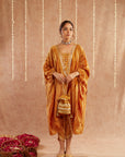 Genda Kaftan Set With Tulip Pants And Potli Bag - Set Of 3
