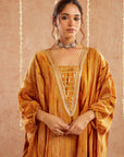 Genda Kaftan Set With Tulip Pants And Potli Bag - Set Of 3