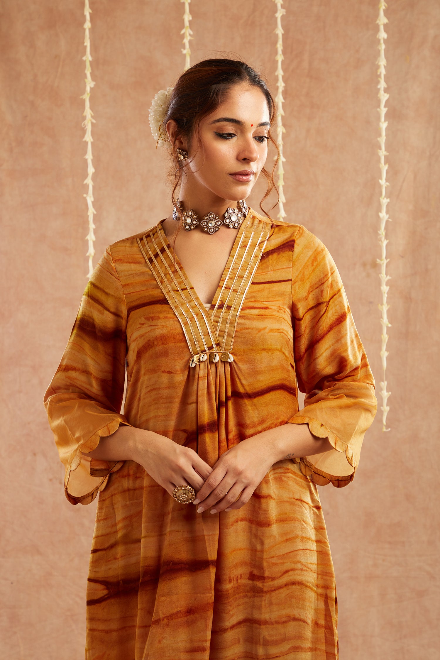 Sunehri Shab Suit Set With Pants And Potli Bag - Set Of 4