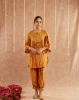 Haldi Co-Ord Set With Pants And Potli Bag - Set Of 3